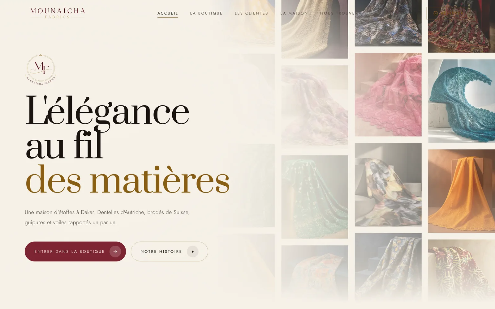 Aperçu du site Mounaïcha Fabrics